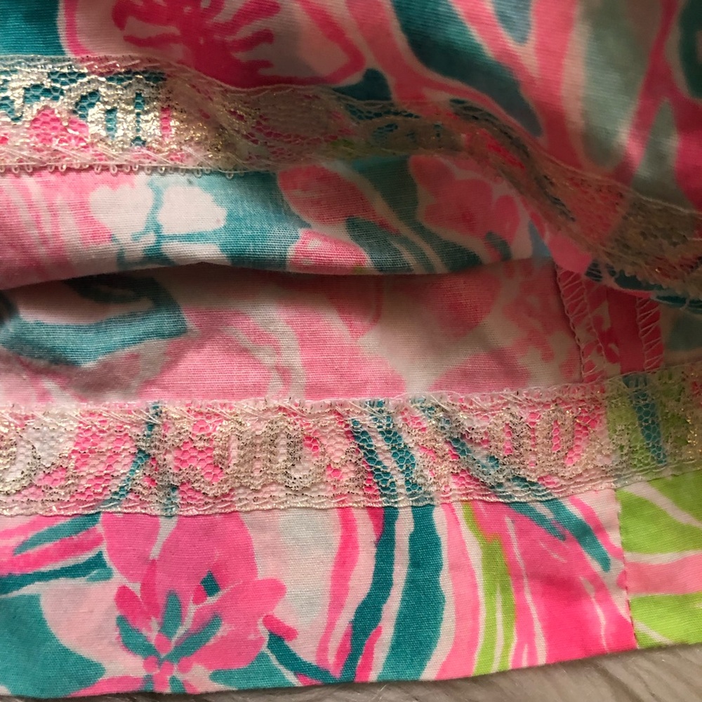 Lilly Putlizer Floral Crochet Bow Tie Pink Multicolor Sleeveless Sheath Dress 2 - Picture 6 of 11